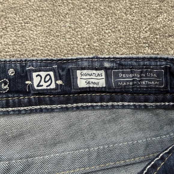 Miss Me Jeans Womens 29 Blue Signature Skinny Embellished Rhinestone Whiskers - Picture 4 of 10